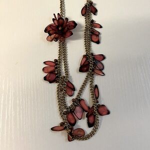 Loft double chain resin flower necklace